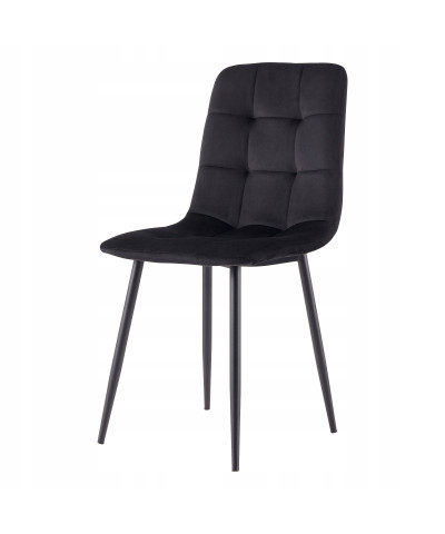 Krzesło welurowe tapicerowane KATE czarne