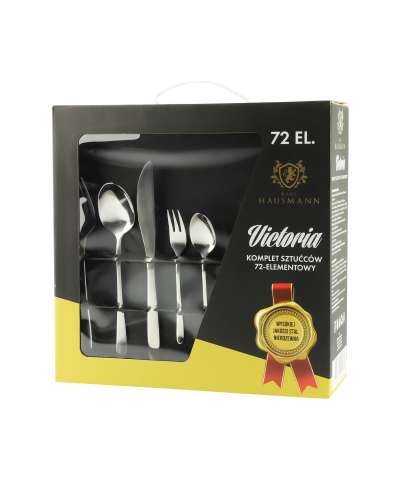 Komplet sztućców w pudełku VICTORIA 72-elementowy srebrne