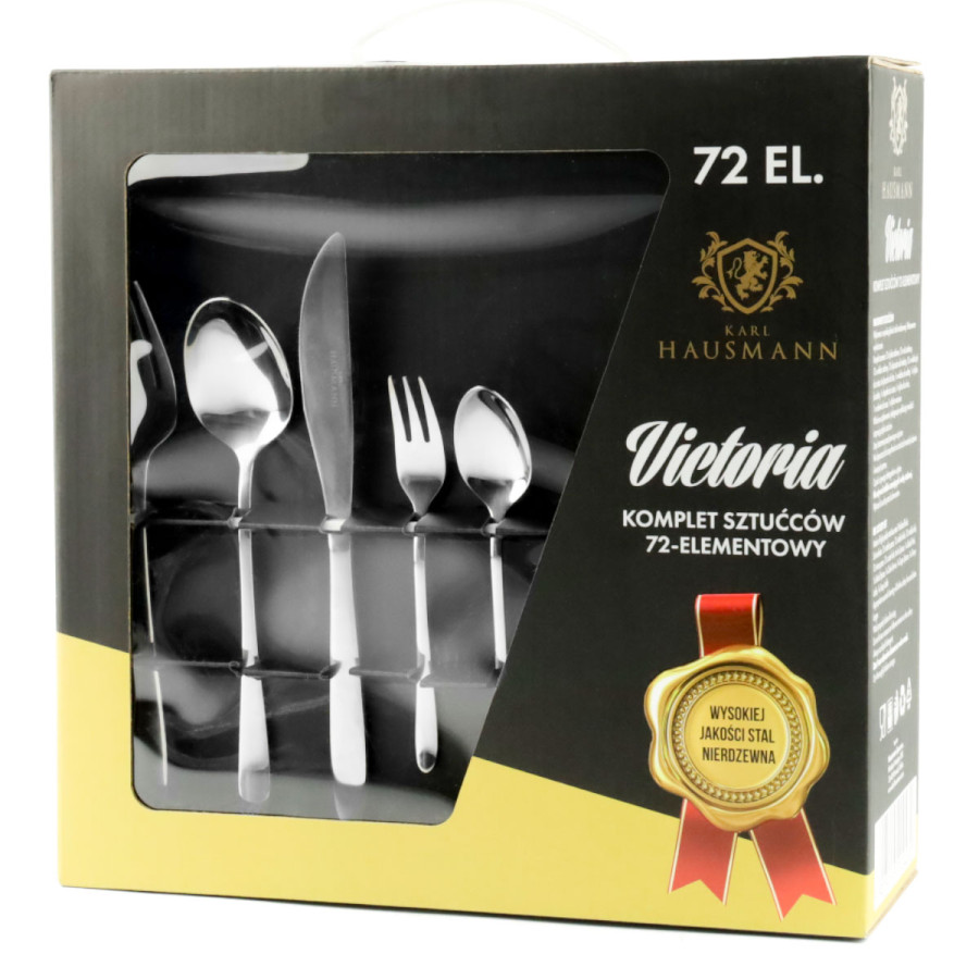 Komplet sztućców w pudełku VICTORIA 72-elementowy srebrne