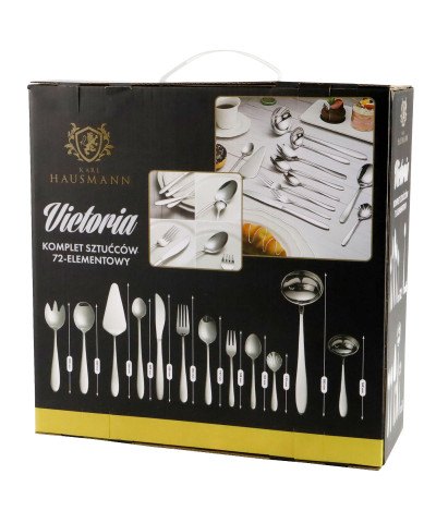 Komplet sztućców w pudełku VICTORIA 72-elementowy srebrne