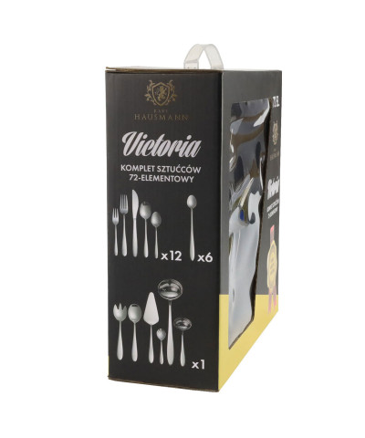 Komplet sztućców w pudełku VICTORIA 72-elementowy srebrne