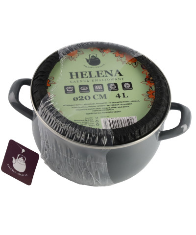 Garnek emaliowany szary HELENA 4L
