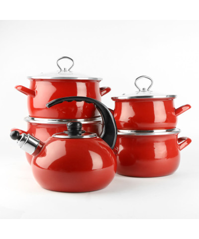 Garnek emaliowany czerwony HELENA 3L