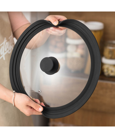 Pokrywa szklana z silikonowym rantem uniwersalna 18/20/22 cm