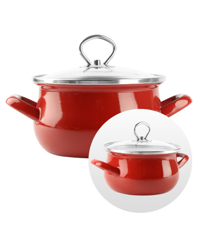 Garnek emaliowany czerwony HELENA 1,9L