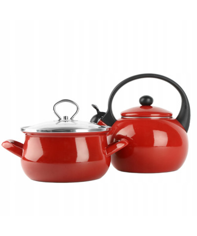 Garnek emaliowany czerwony HELENA 1,9L