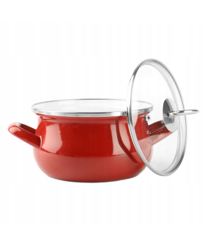 Garnek emaliowany czerwony HELENA 1,9L
