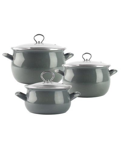 Komplet garnków emaliowanych szarych Helena 1,9 / 4 / 6,5L