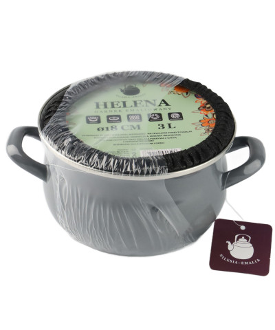 Komplet garnków emaliowanych szarych Helena 1,9 / 4 / 6,5L