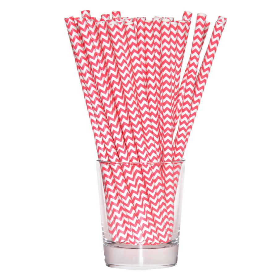 Słomki papierowe shake 8mm różowe 12 sztuk