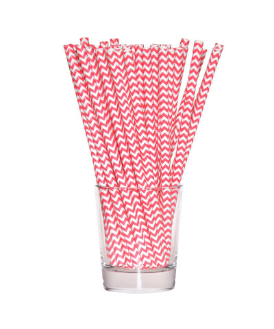 Słomki papierowe shake 8mm różowe 12 sztuk