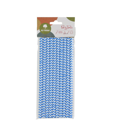 Słomki papierowe shake 8mm niebieskie 12 sztuk