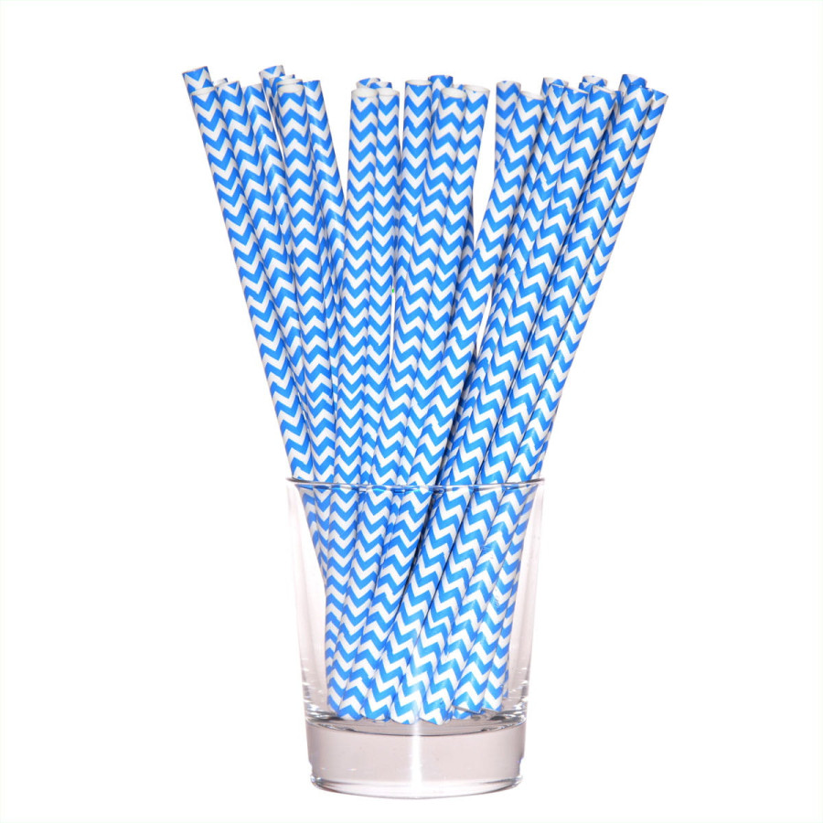 Słomki papierowe shake 8mm niebieskie 12 sztuk