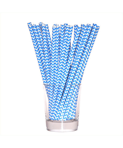 Słomki papierowe shake 8mm niebieskie 12 sztuk