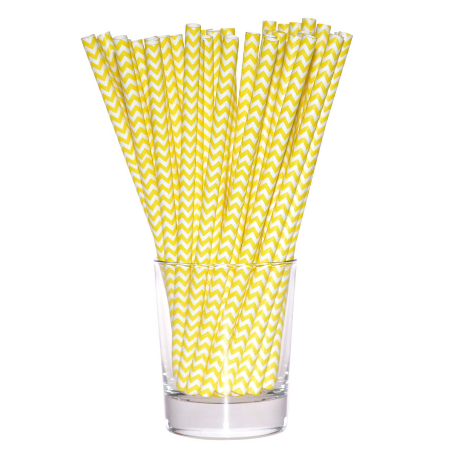 Słomki papierowe shake 8mm żółte 12 sztuk