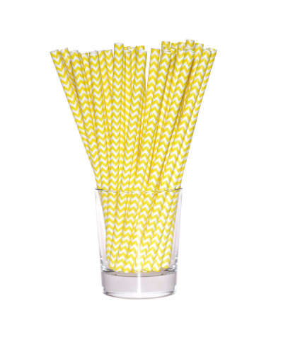 Słomki papierowe shake 8mm żółte 12 sztuk
