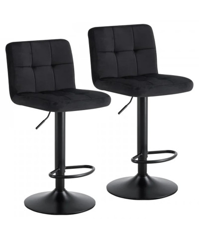 Komplet 2 hokerów hoker regulowany obrotowy welurowy COSMO czarny