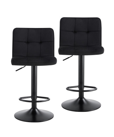 Hoker krzesło wysokie regulowane obrotowe welurowe COSMO czarne