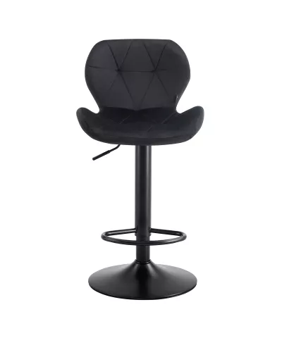 Hoker krzesło wysokie regulowane obrotowe welurowe PINA czarne