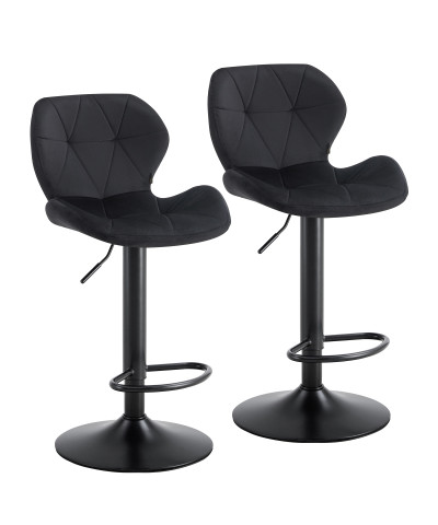 Komplet 2 hokerów hoker regulowany obrotowy welurowe PINA czarne