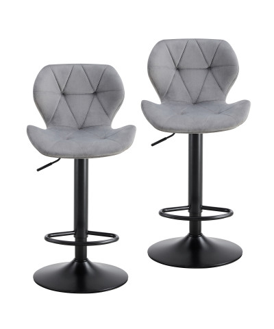 Hoker krzesło wysokie regulowane obrotowe welurowe PINA szare