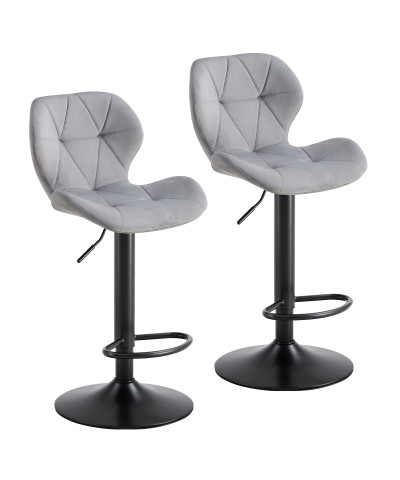 Hoker krzesło wysokie regulowane obrotowe welurowe PINA szare