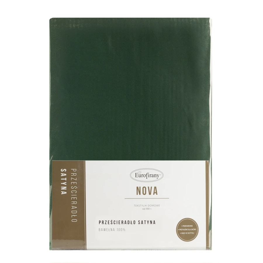 Prześcieradło z gumką butelkowa zieleń NOVA3 220 x 200 cm