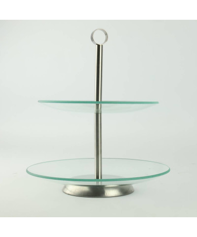 Patera szklana dwupoziomowa SILVIA okrągła na ciasto owoce