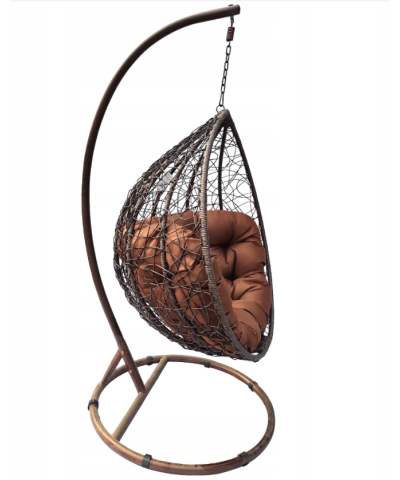 Fotel wiszący wolnostojący kokon 130 kg XXL VIKING Brown