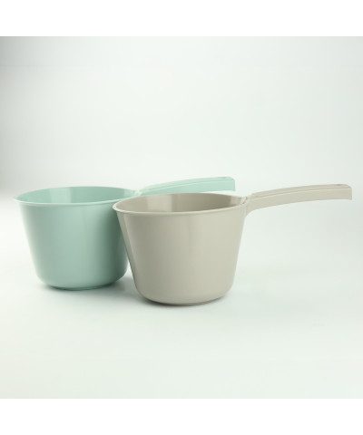 Rondel plastikowy z rączką beżowy 1L