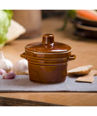 Garnek kamionka z pokrywką 1L