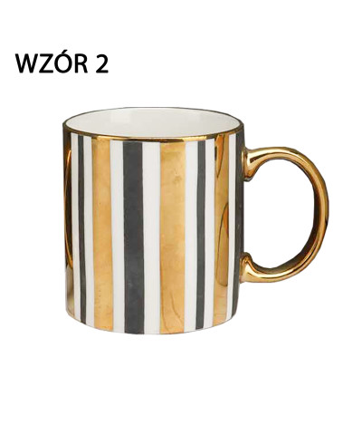 Kubek porcelanowy ZŁOTE PASKI 350 ml