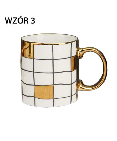 Kubek porcelanowy ZŁOTE PASKI 350 ml