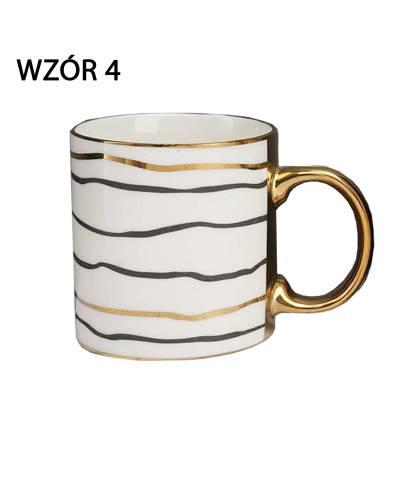 Kubek porcelanowy ZŁOTE PASKI 350 ml