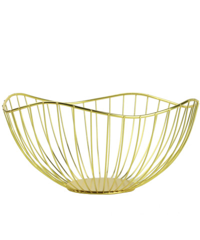 Koszyk metalowy na owoce okrągły złoty 20x6x12cm