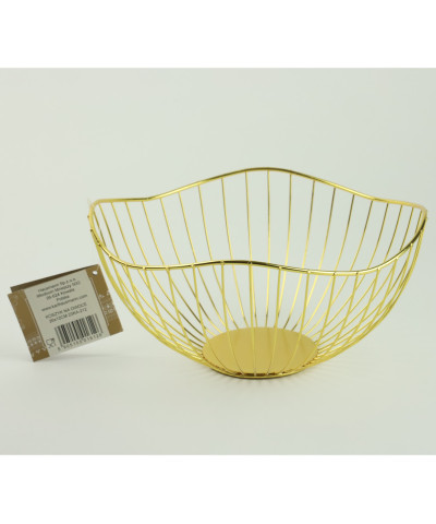 Koszyk metalowy na owoce okrągły złoty 20x6x12cm