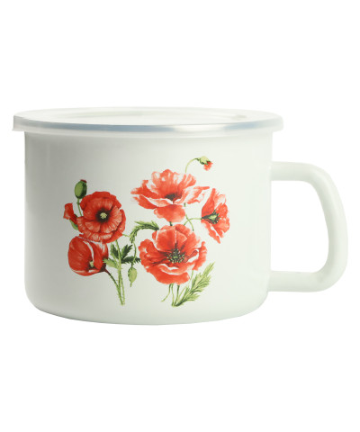 Kubek emaliowany z plastikową pokrywą MAKI 1,5l