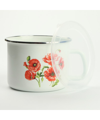 Kubek emaliowany z plastikową pokrywą MAKI 1,5l