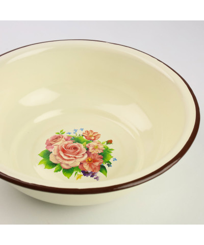 Miska emaliowana tradycyjna Kwiaty 22cm