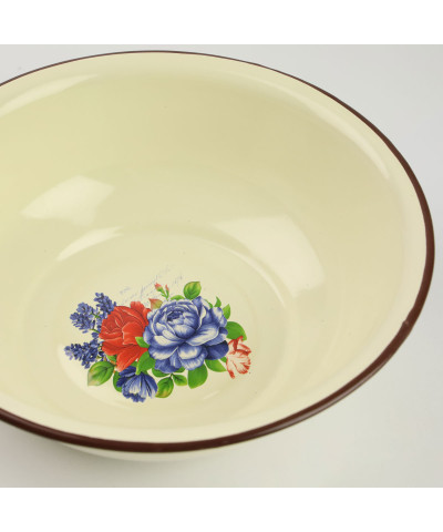 Miska emaliowana tradycyjna Kwiaty 22cm