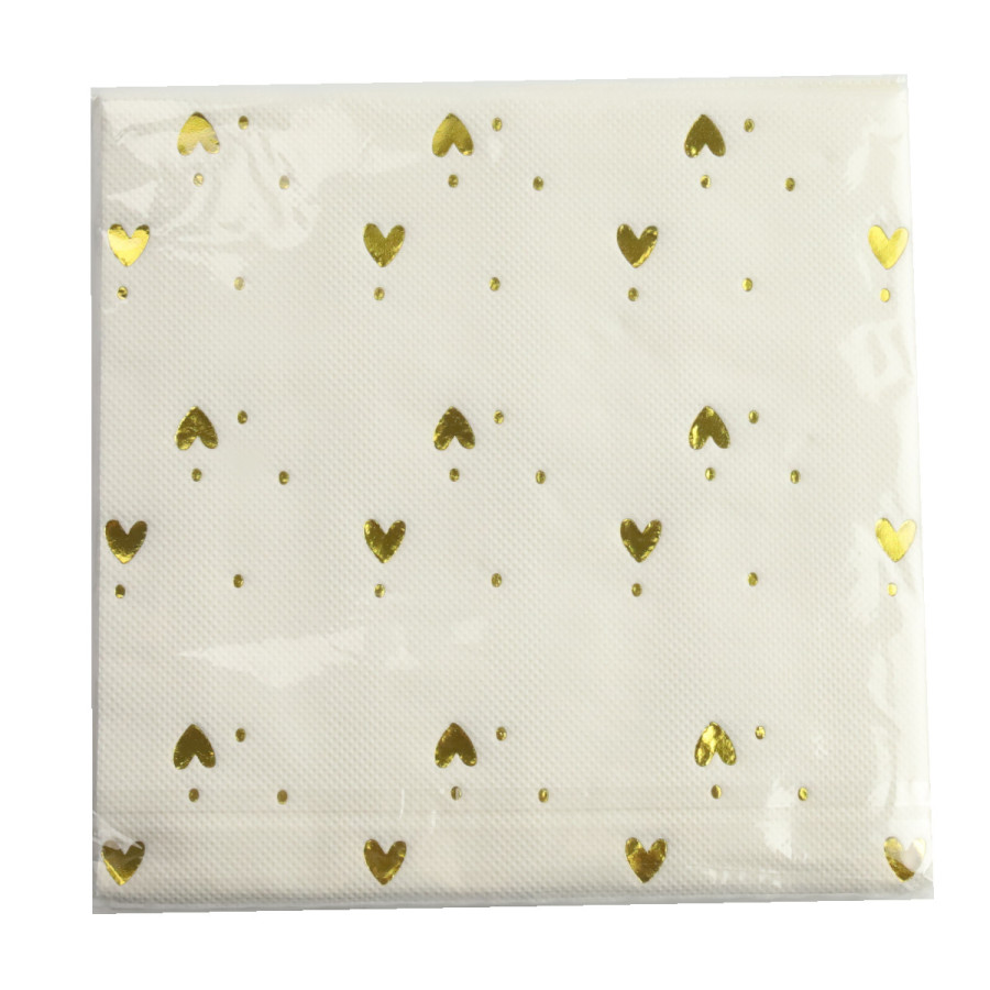 Serwetki ozdobne 33cm kwadratowe złote serca 20 sztuk