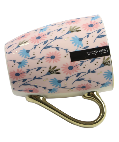 Kubek porcelanowy kwiaty/różowy/złoty 350ml