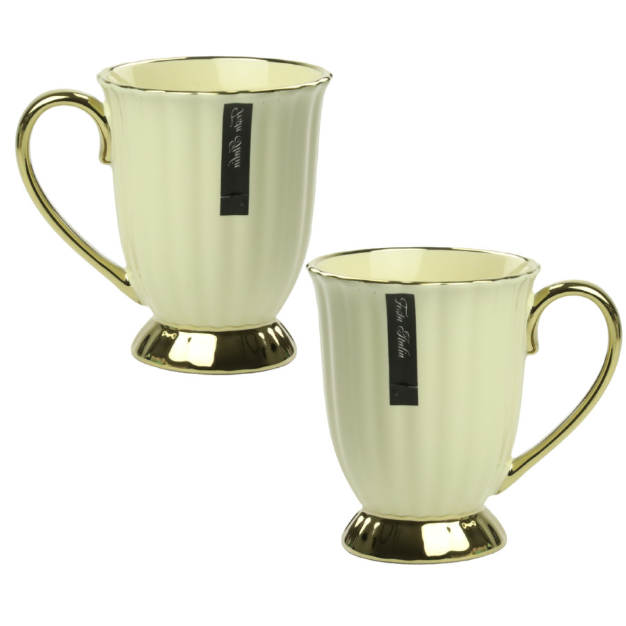 Komplet 2 kubków porcelanowych kremowo biały 240 ml