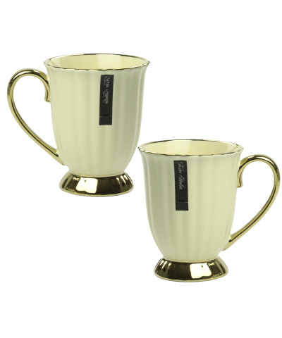 Komplet 2 kubków porcelanowych kremowo biały 240 ml