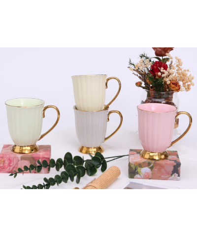 Komplet 2 kubków porcelanowych kremowo biały 240 ml