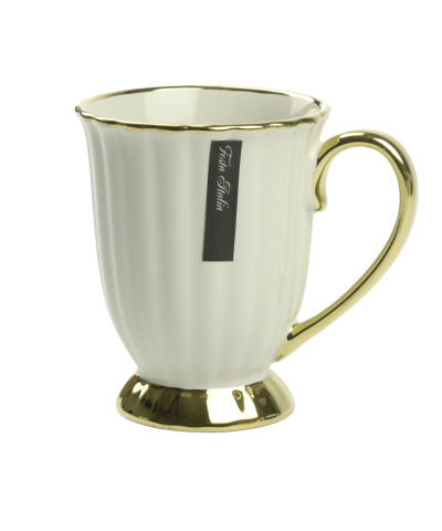 Kubek porcelanowy beżowo złoty  240 ml