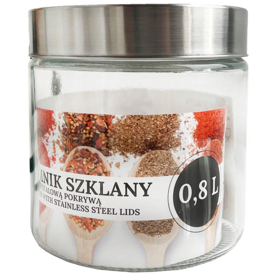 Pojemnik szklany ze stalową pokrywą 800ml
