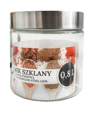 Pojemnik szklany ze stalową pokrywą 800ml
