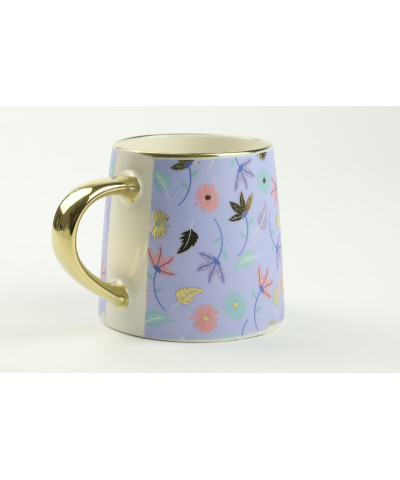 Kubek porcelanowy kwiaty/fioletowy/złoty 400ml