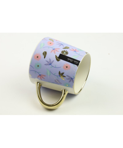 Kubek porcelanowy kwiaty/fioletowy/złoty 400ml